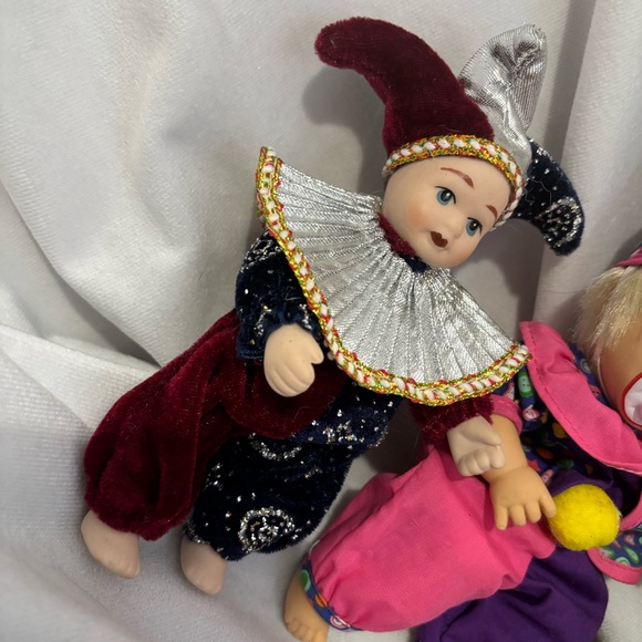 Vintage Circus Clown Jester Dolls Set Toy Collector Posable Body - Picture 6 of 11
